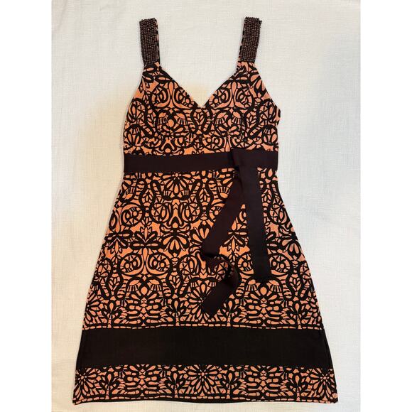 Size Small Petite Brown Floral Boho Beaded Strap Dress - Picture 2 of 8